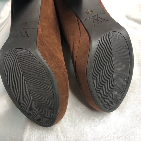 Worthington Faux Suede Cognac/Brown Heeled Booties - Picture 7 of 8